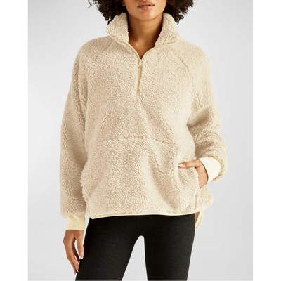 BEYOND YOGA Take Flight Sherpa Pullover Womans XL cream cozy  Warm