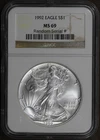 1992 (MS69) American Silver Eagle $1 ASE NGC
