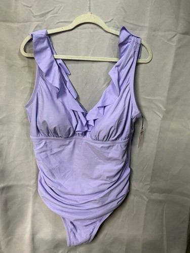 Shade & Shore Women’s Full Coverage One Piece Swimsuit, Lilac/Purple, Size 20
