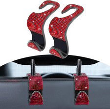 2PCS Car Seat Hooks, Purse Hook for Car, Crystal Rhinestone Vehicle Backseat Pur