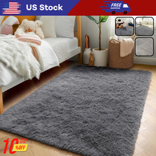 Gray Shaggy Rug Soft Fluffy Area Rug For Living Room Bedroom Carpet 5x8 ft Rugs