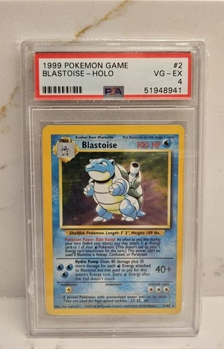 1999 Pokemon Base Set Blastoise Holo Rare Card 2/102 PSA 4 Very Good