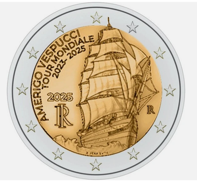 #ad Italy coin 2€ euro 2025 Voyage of the Amerigo Vespucci Training Ship Sail sea GBP 5.59