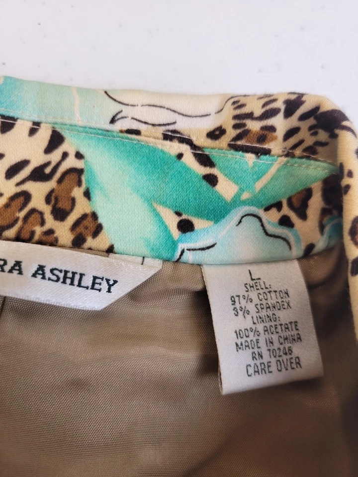 Chaqueta para mujer Laura Ashley azul marrón floral estampado de leopardo con cuentas talla grande Foto 3 de 4