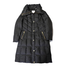 Cole Haan Signature Quilted Down Feather Black Coat Size L Full Zip Quilted