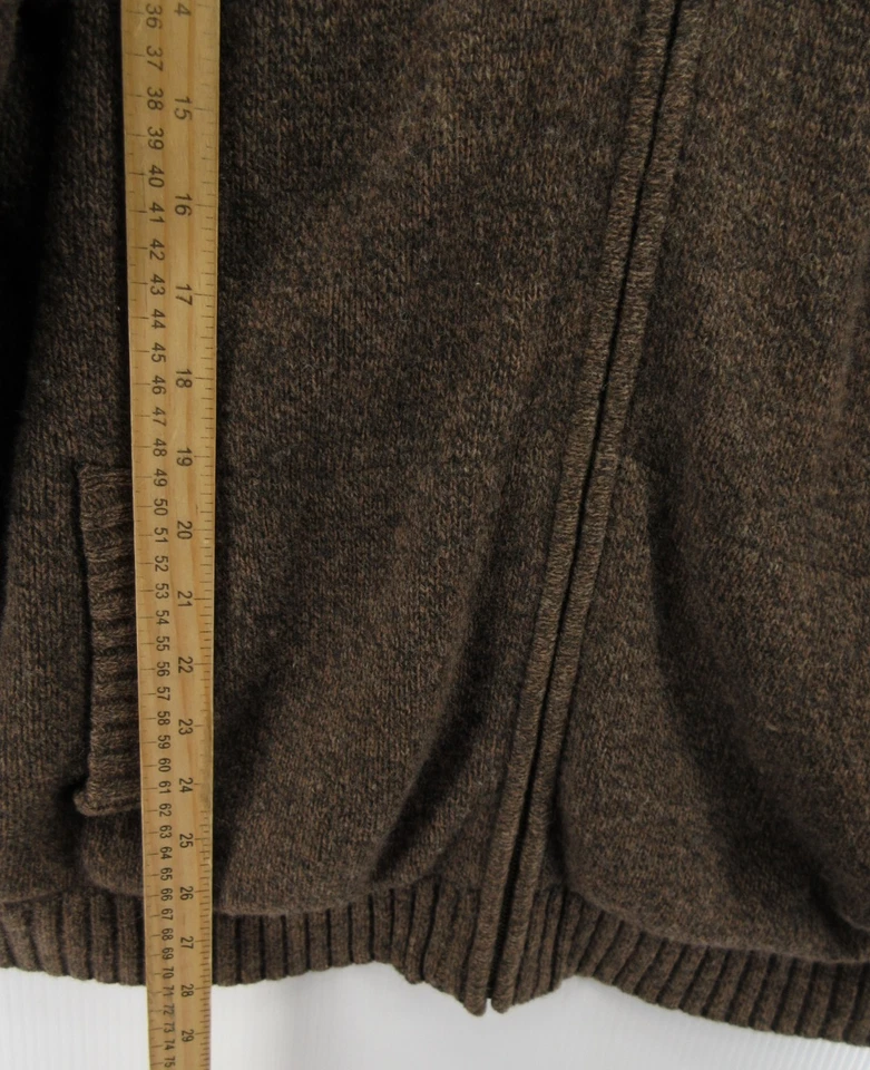 LL Bean Suéter Hombres Grande Marrón Corderos Lana Cárdigan Sherpa Vellón Forrado Grueso Foto 4 de 4