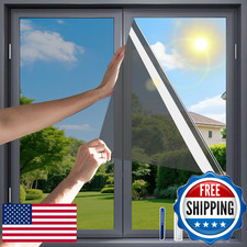 Flueen Privacy Window Film 31.5x78.7in Shatterproof PET Tint UV Heat Control Bla