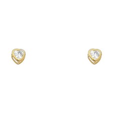 NEW 14K YELLOW GOLD 4MM HEART BEZEL SCREW BACK STUD EARRINGS APR 
