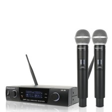 Professional UHF 2 Channel Wireless Microphone System, Cordless Handheld Mic ...