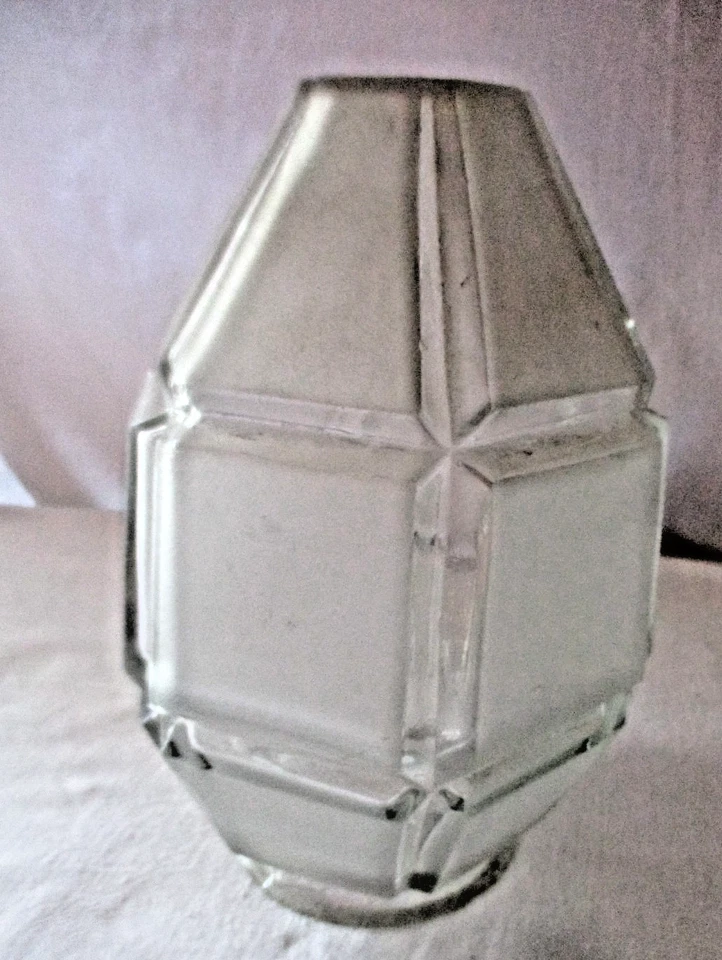 GLOBE OBUS POUR LAMPE SUSPENSION  Art Déco en verre dépoli quadrillé –  vintage - Photo 4/4