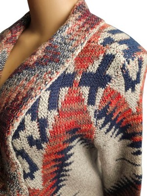 QUINN Drape Chunky Cardigan Tribal Print Women S Boho-Chic Aztec Southwestern 