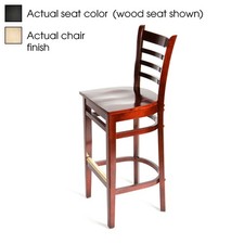 Oak Street Mfg Ladderback Natural Wood Barstool w/Wine Vinyl Seat