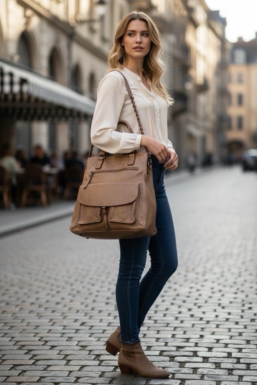 Abro crossbody shoulder bag real leather brown image 2