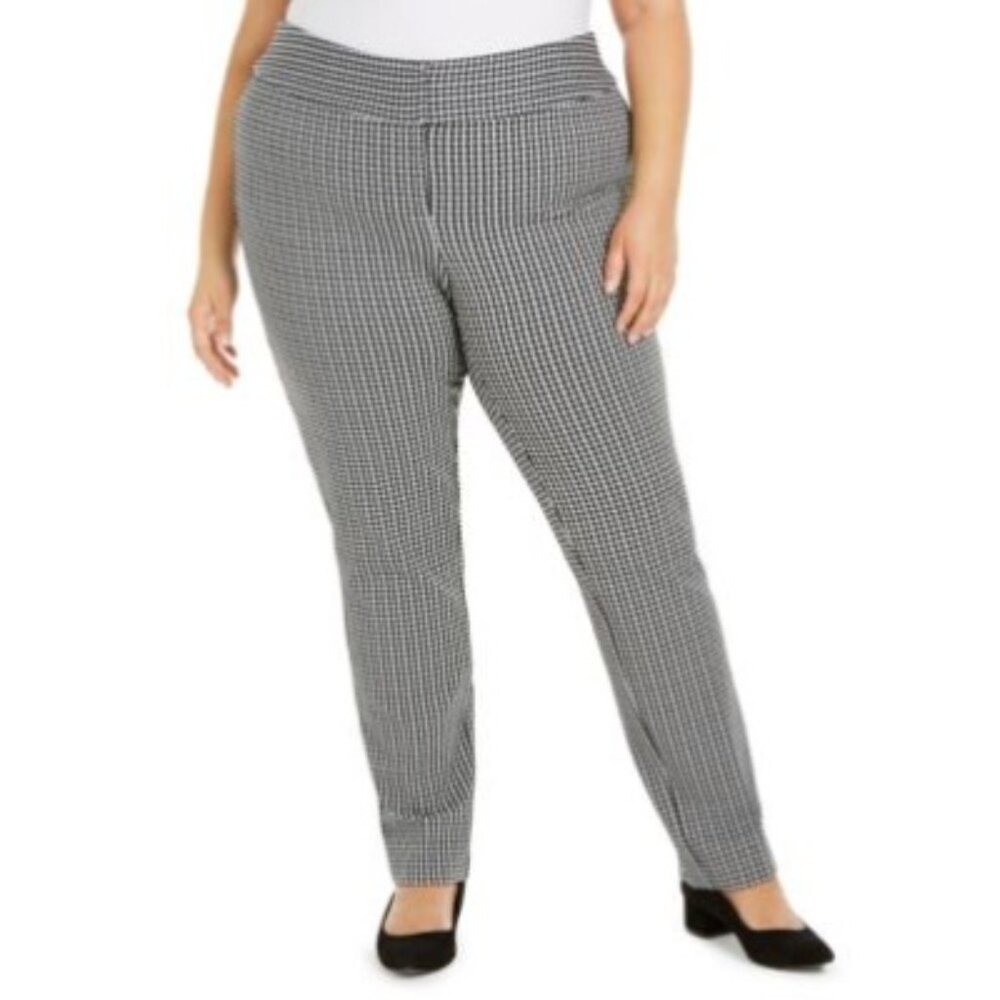 Alfani Plus Size 16W Gingham Slim Fit Pull On Tummy Control 