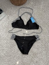 NWT CUPSHE Black Strappy Low Rise Bikini Size M