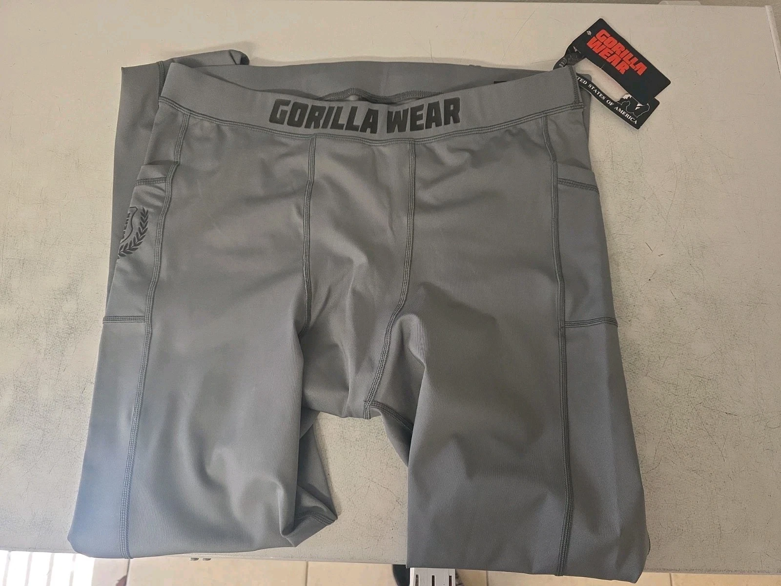 Gorilla Wear Men's Smart Tights Bodybuilding Gym Pants Grey 3XL - Base Layer