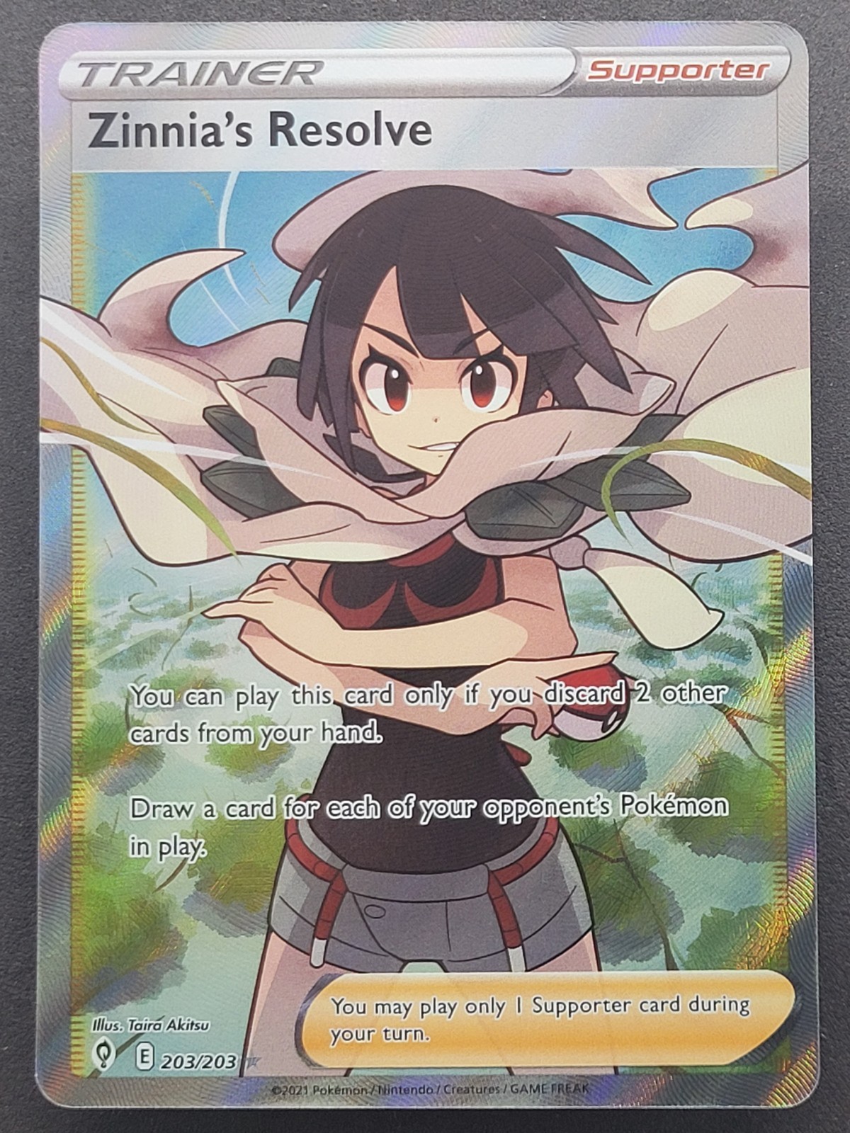 Zinnia's Resolve 203/203 Ultra Rare Evolving Skies Pokemon TCG