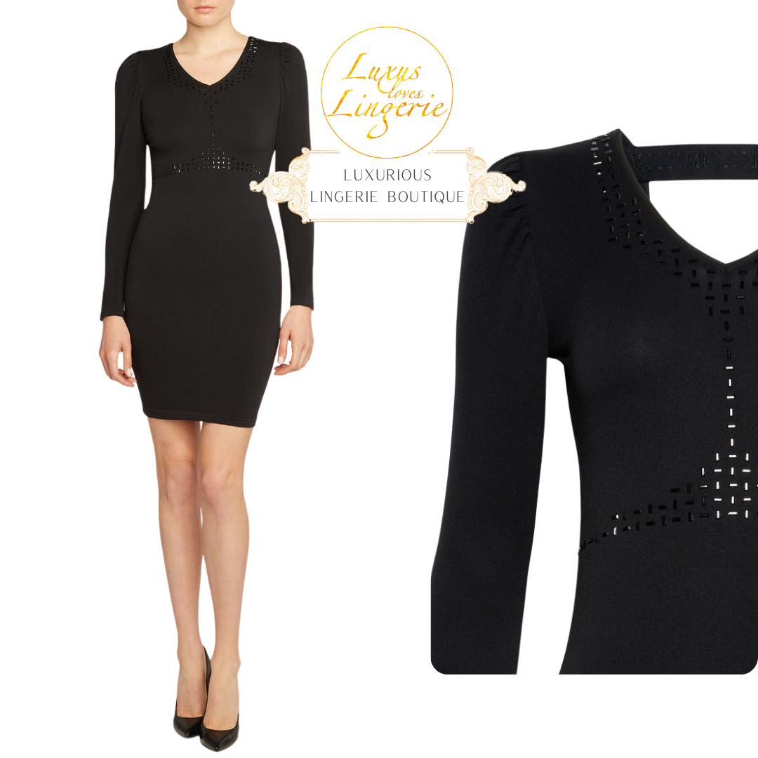 Gilda Dress by Wolford S Small Black Dress with Crystal Studs