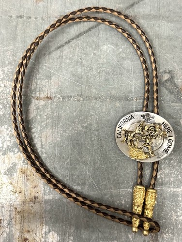 1986 California Here I Come Gold Pan Al Malaikah Shrine Temple Bolo Tie
