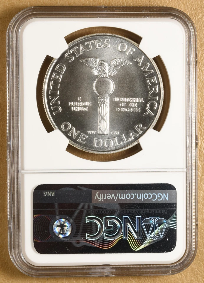 1989 D Congress Bicentennial Commemorative Silver Dollar NGC MS70 - Image 2 of 2