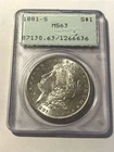 1881-S Morgan Silver Dollar/PCGS MS63/Rattler #1696-2