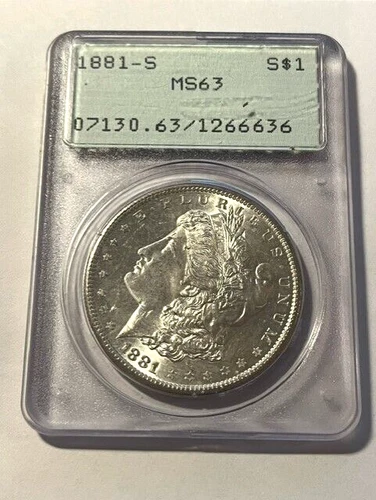 1881-S Morgan Silver Dollar/PCGS MS63/Rattler #1696-2