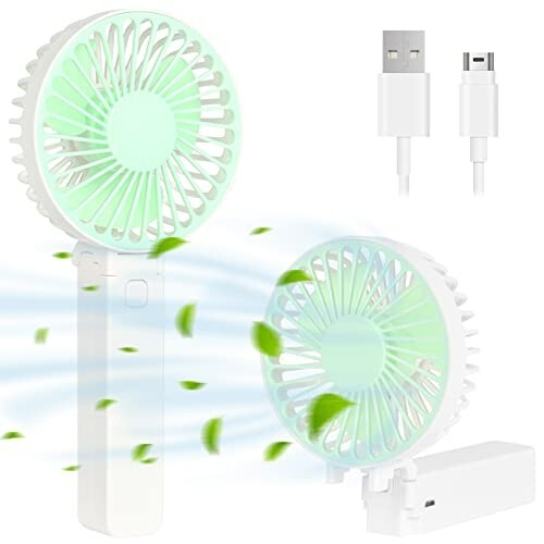 2x - Ventiladores de mano plegables Ventilador recargable USB con 3 velocidades Escritorio Viaje - Imagen 7 de 11