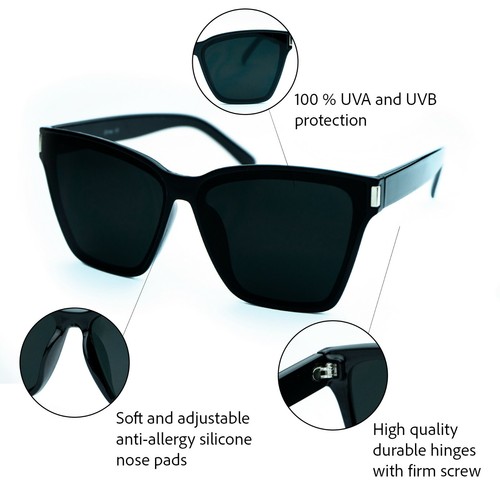 Gafas de sol para mujer XXL ""KATE"" de gran tamaño torso plano tono cuadrado GAFAS - Imagen 4 de 29