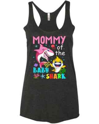 Mommy Of The Baby Shark Funny Gift Mother's Day Birthday Cute Racer Tank  Top
