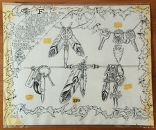 ORIGINAL Vintage Bob Montagna 1990 Shop Used Tattoo Flash Sheet Dreamcatcher
