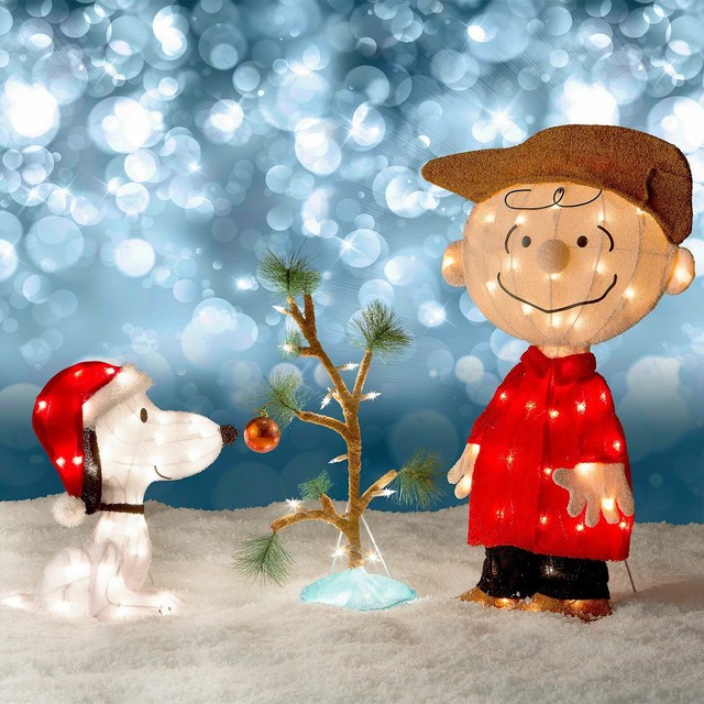 Charlie Brown Christmas Decoration Snoopy Lonely Tree Lawn Decor