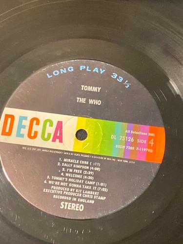 Tommy The Who DECCA Records 1969 Double LP Tri-Fold DXSW 7205 Gloversville G/VG - Picture 8 of 20