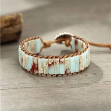 Natural African Opal Tube Stone Bracelet Healing Bracelet Boho Style Handmade