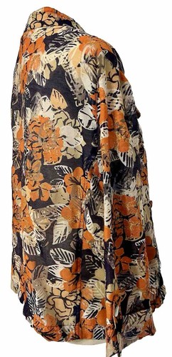 Ruby Rd Navy Orange Burn Out Jacket Size 18 Pockets Roll Tab Sleeve NWT $49 - Picture 6 of 8