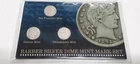 Barber Dime Mint Mark Collection 3 Coins P, D & S Mint in Holder