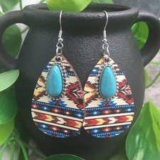 3  Silver-tone Charm  Wood Earring Set Drop Dangle New Free Ship A802