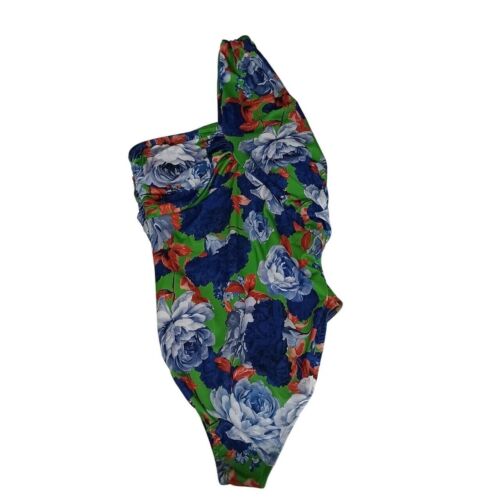 ZARA Blue & Green Floral one Shoulder Asymmetrical Bloggers Fav Bodysuit, Medium - Picture 3 of 7