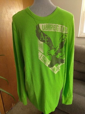 Chemise Thermique Retro American Eagle Outfitters Homme - Manches Longues Vert - Taille S Vintage