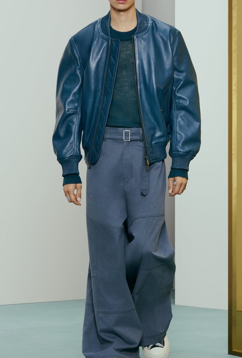 RRP $329 ZARA BMBR 11 MEN LEATHER JACKET DUCK BLUE, SIZE M, L NEW