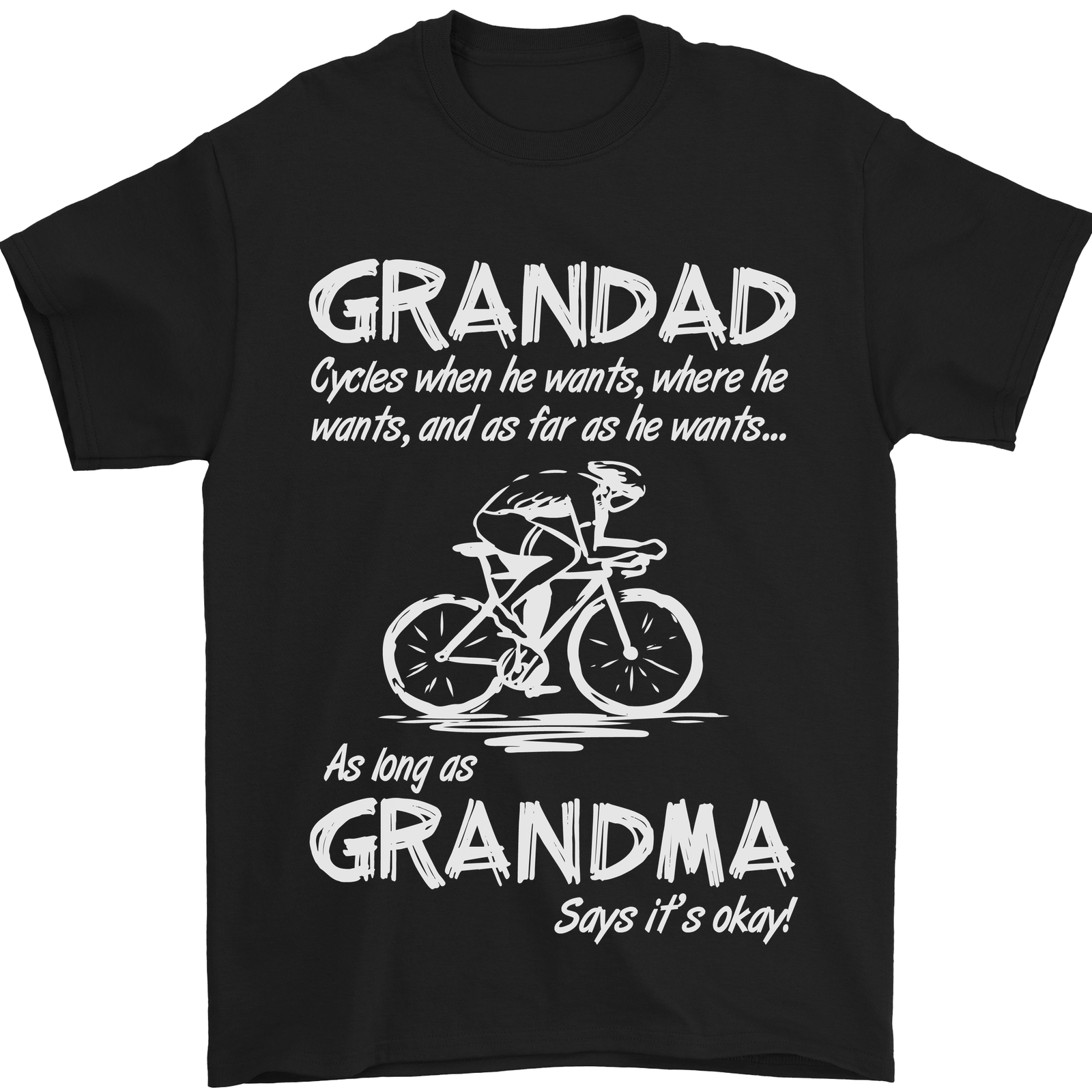 Grandad When He Wants Cycling Bike Cotton Mens T-Shirt