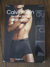 CALVIN KLEIN 3-PACK MICROFIBER STRETCH CLASSIC FIT BLACK BOXER BRIEFS SIZE LARGE