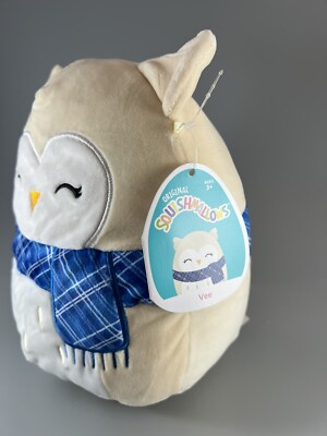 Squishmallow Vee Owl Ivory Cream Gold Winter Scarf 2021 Kellytoy