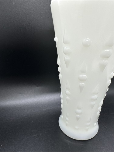 Jarrón vintage Anchor Hocking punto y flechas patrón lágrima vidrio de leche 7 pulgadas ¡EXCELENTE ESTADO USADO! - Imagen 16 de 16