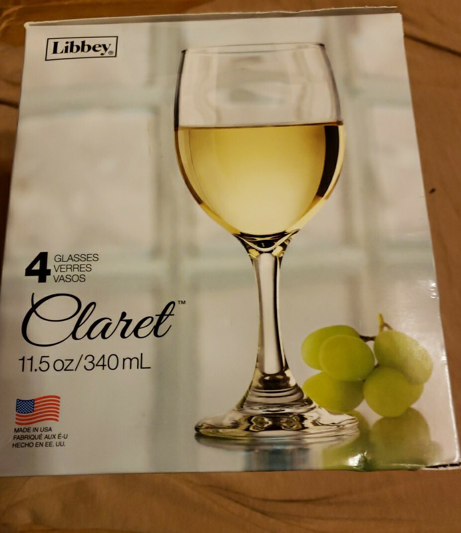 New In Packaging Libbey Glass Claret Set Of 4 Wine Glasses eBay