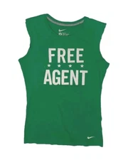 Nike Free Agent Womens Slim Fit Sleeveless Tshirt Tank Top Green White Swoosh