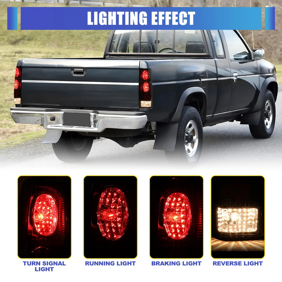 Luces traseras para camioneta Nissan 1986-1997 carrocería dura D21 luces traseras lente de humo negro Foto 2 de 4