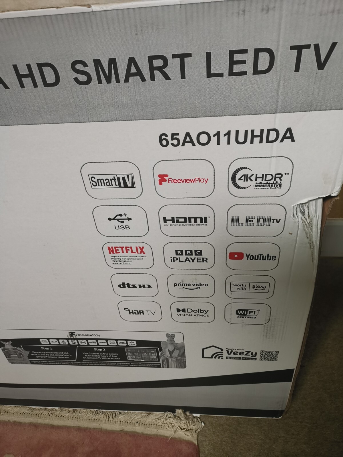 Techwood 65AO11UHDA 65 Inch LED 4K Ultra HD Smart TV