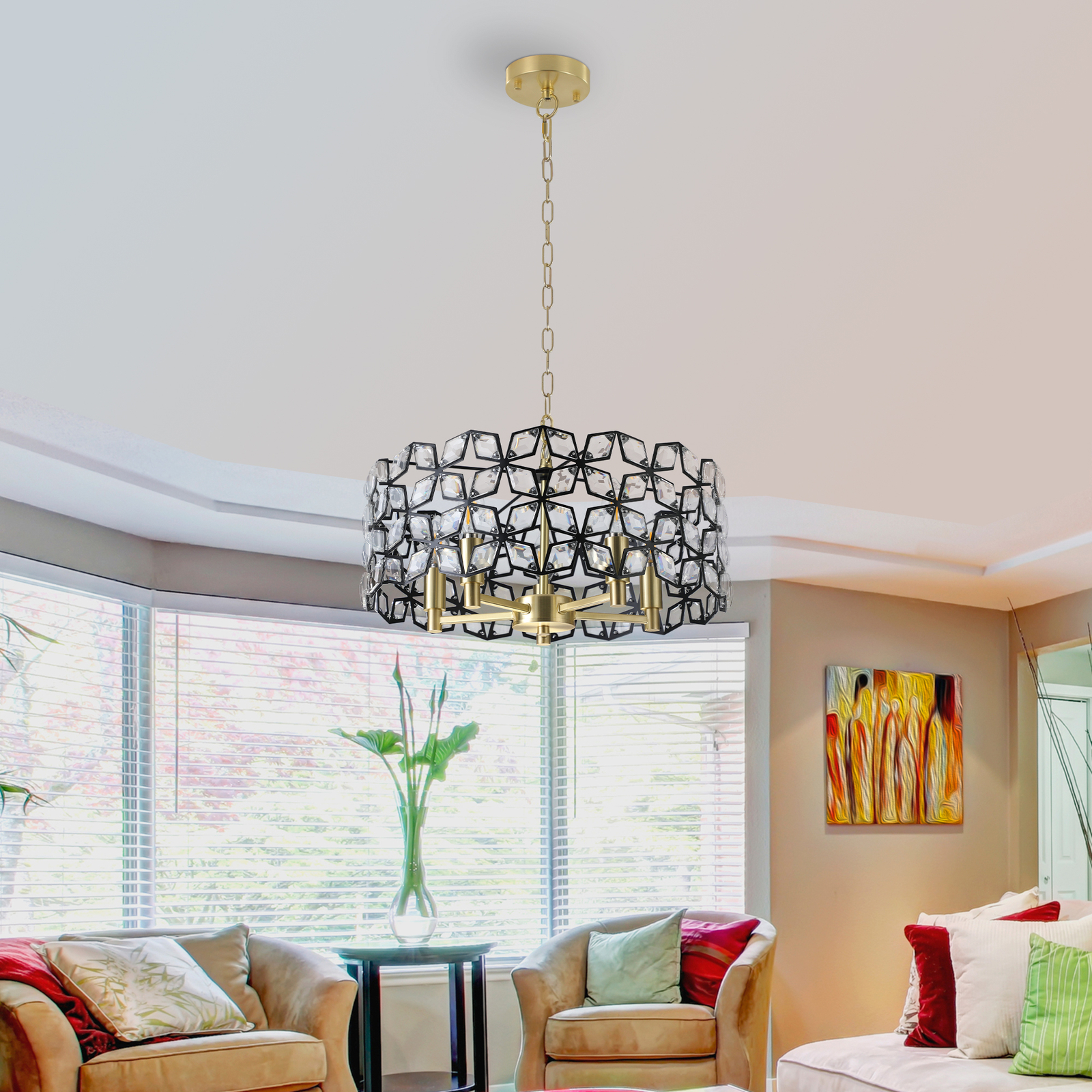 Gold Luxury K9 Crystal Chandelier Fixture Lamp LED Dining Pendant Ceiling Light