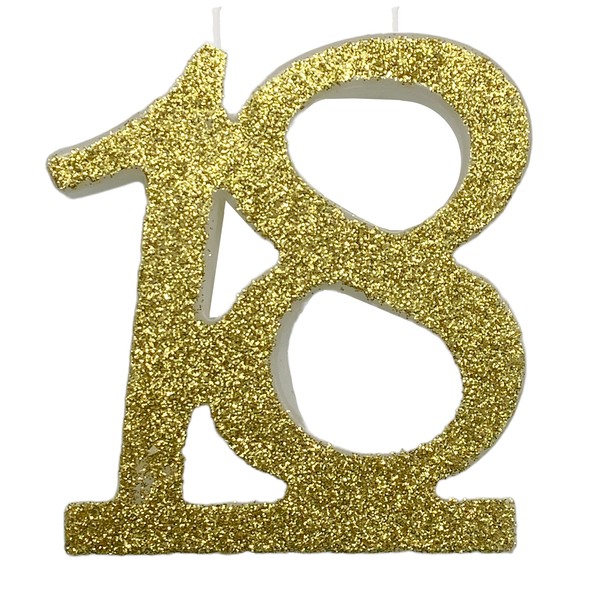 Geburtstagskerze Zahl 18 Weiß Gold Glitzer JubiläUm Geburtstag Deko Partydeko-image