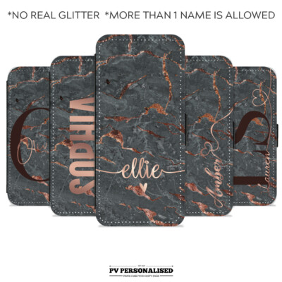 Personalisierte Handyhülle Flip Wallet Name Cover für Apple iPhone 11 12 Pro Xr 7